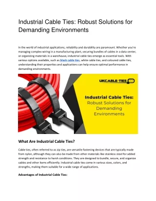 Industrial Cable Ties_ Robust Solutions for Demanding Environments