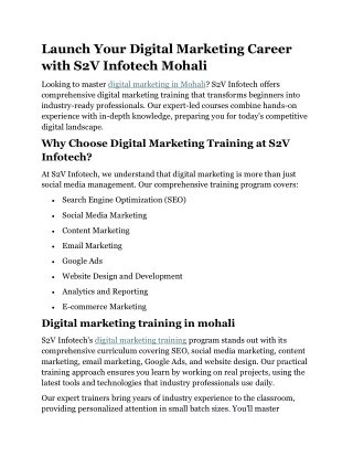 launch your digital marketing career with