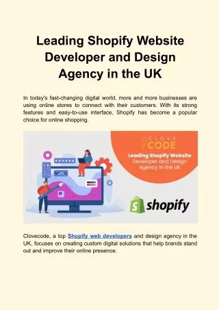 Leading Shopify Website Developer and Design Agency in the UK