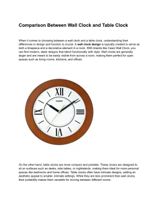 Comparison Between Wall Clock and Table Clock