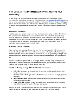 How Can Xcel Health’s Massage Services Improve Your Well-being?