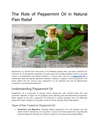 The Role of Peppermint Oil in Natural Pain Relief