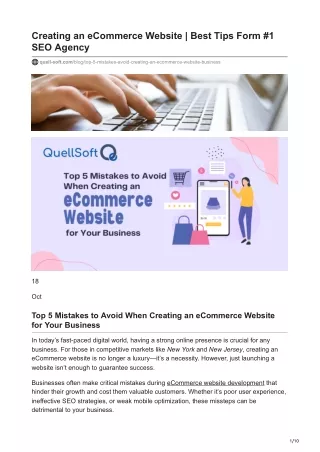 Creating an eCommerce Website  Best Tips Form 1 SEO Agency