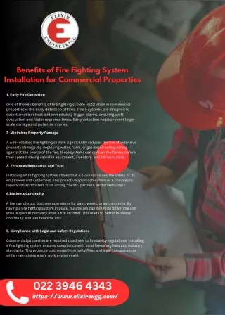 Benefits of Fire Fighting System Installation for Commercial Properties