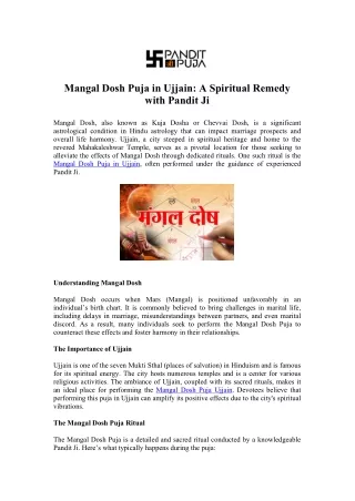 Top Famous Mangal Dosh Puja in Ujjain