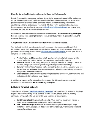 linkedin marketing strategies a complete guide