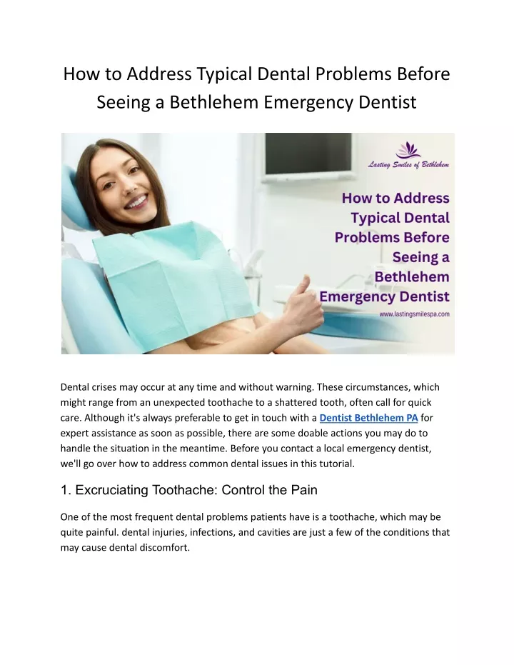 how to address typical dental problems before