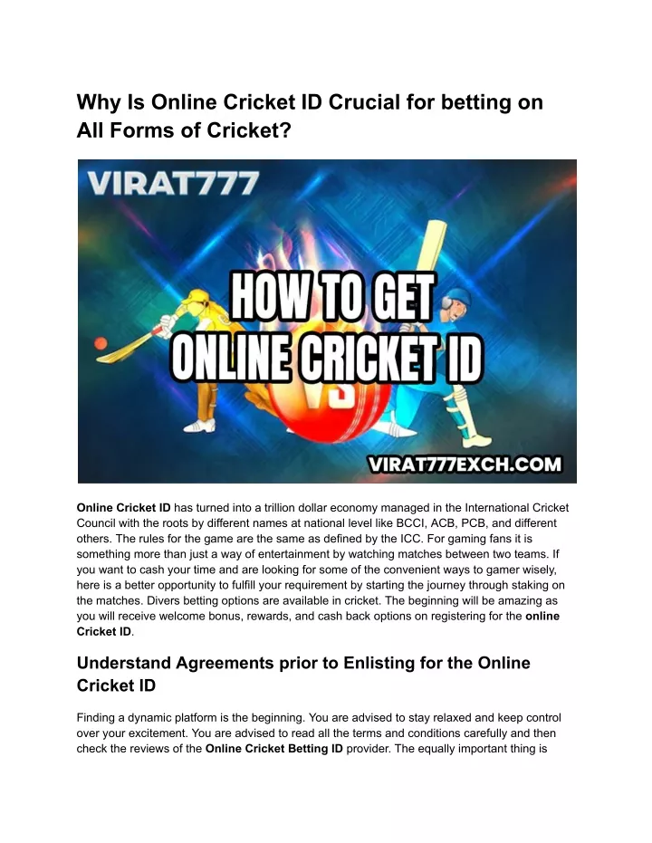 why is online cricket id crucial for betting