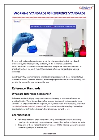 Working Standards vs Reference Standards