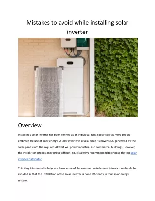 Mistakes to avoid while installing solar inverter