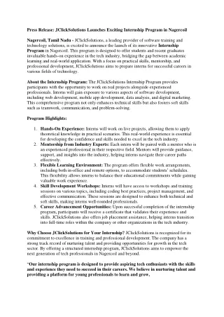 press release jclicksolutions launches exciting