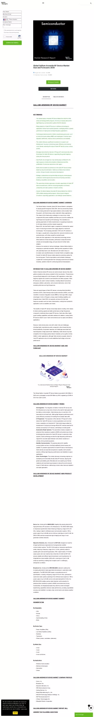 Global Gallium Arsenide RF Device Market Trends 2030