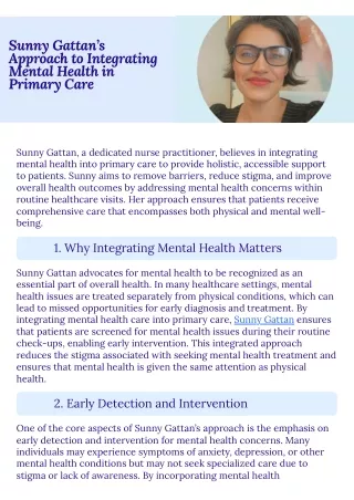 Sunny Gattan’s Approach to Integrating Mental Health in Primary Care