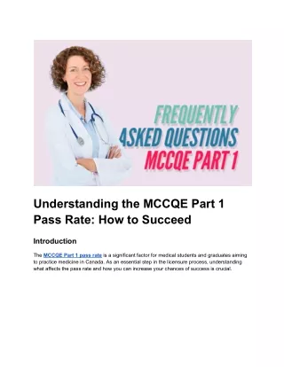 Understanding the MCCQE Part 1 Pass Rate: How to Succeed