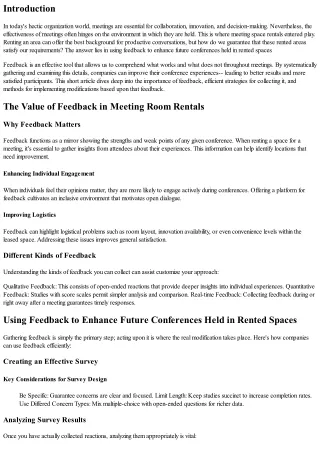 Utilizing Feedback to Improve Future Conferences Held in Rented Spaces