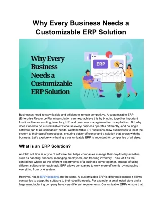 Why Every Business Needs a Customizable ERP Solution