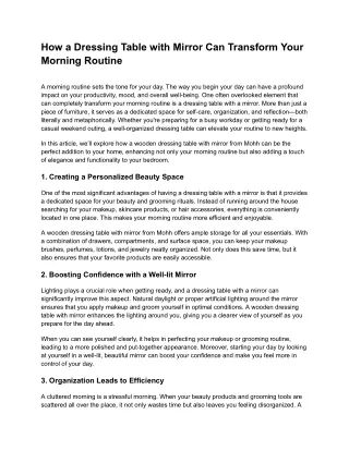 How a Dressing Table with Mirror Can Transform Your Morning Routine