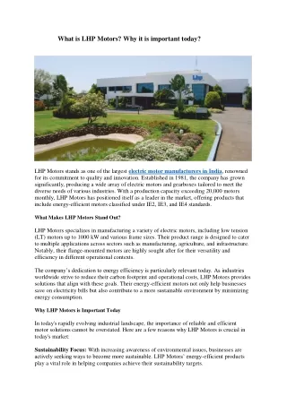 what is lhp motors why it is important today