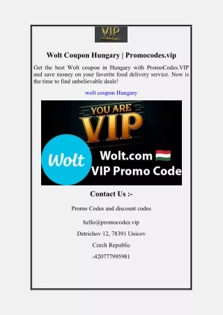 Wolt Coupon Hungary Promocodes.vip