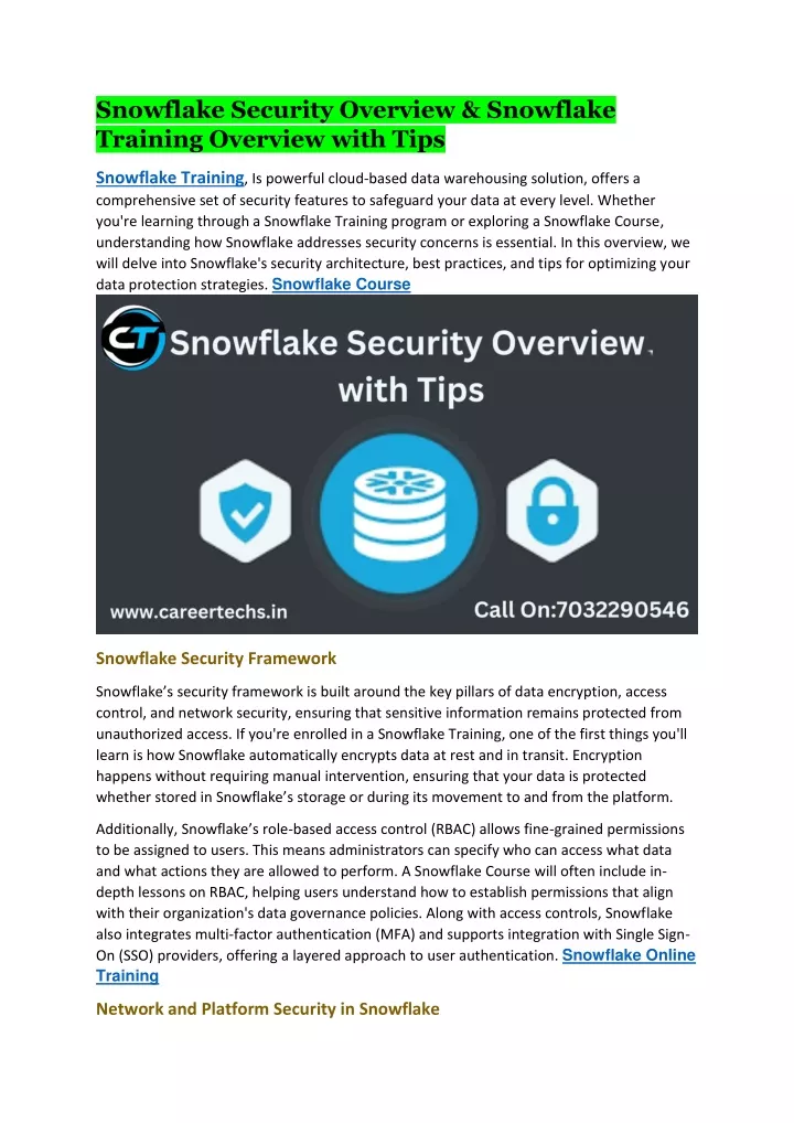 snowflake security overview snowflake training