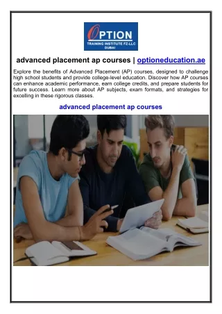 advanced placement ap courses optioneducation ae