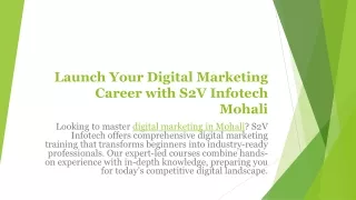 launch your digital marketing career with s2v infotech mohali