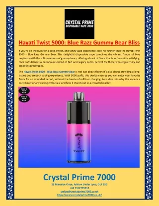 Hayati Twist 5000 Blue Razz Gummy Bear Bliss