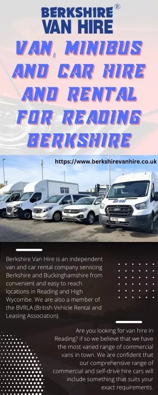 Van Hire, Car Rental Reading, Berkshire - Minibus Hire