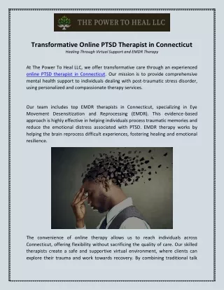 transformative online ptsd therapist