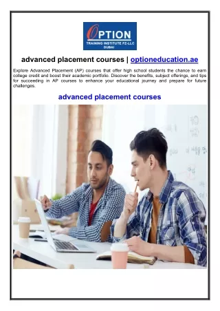 advanced placement courses optioneducation ae