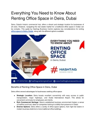 Everything You Need to Know About Renting Office Space in Deira, Dubai