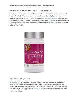 Elevating Liver Health and Supporting Your Journey to Wellness