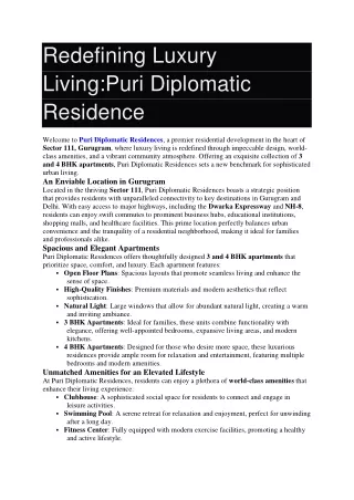 redefining luxury living puri diplomatic