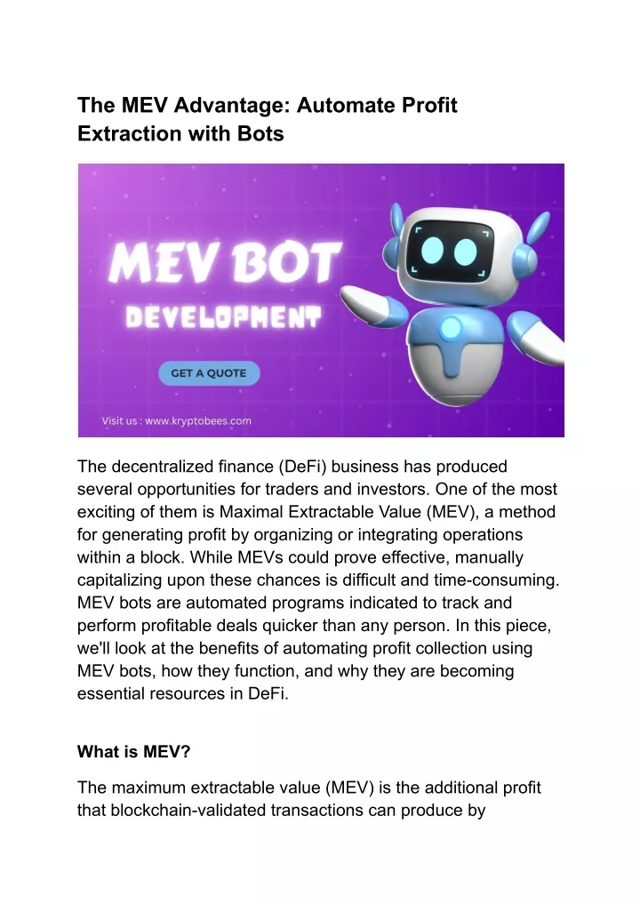 the mev advantage automate profit extraction with