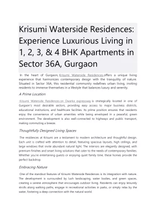 krisumi waterside residences experience luxurious