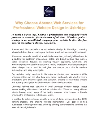 Why Choose Abeona Web Services for Professional Website Design in Uxbridge