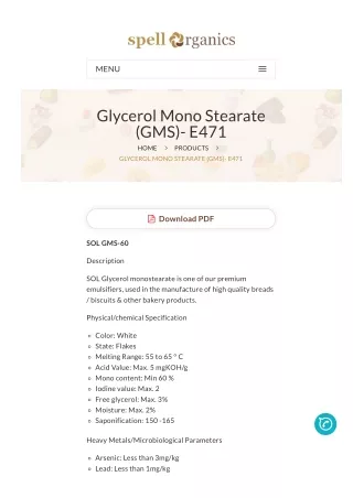 Glycerol Monostearate From Spell Organics Improving Dairy Products