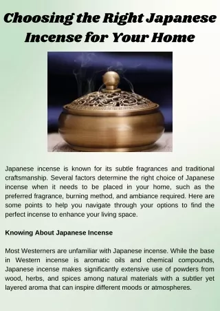 Choosing the Right Japanese Incense for Your Home
