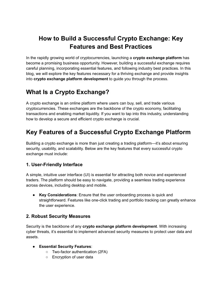 how to build a successful crypto exchange