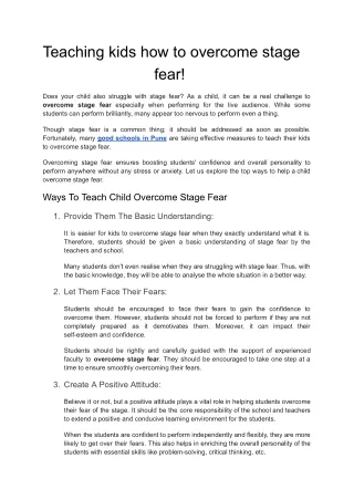 teaching kids how to overcome stage fear