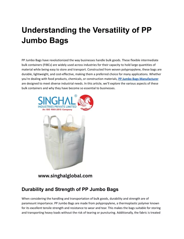 understanding the versatility of pp jumbo bags