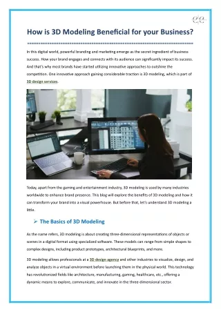How is 3D Modeling Beneficial for your Business