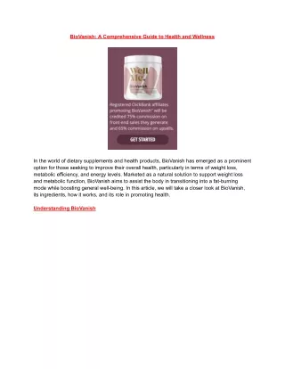 Bio Vanish A Comprehensive Guide to Health and Wellness