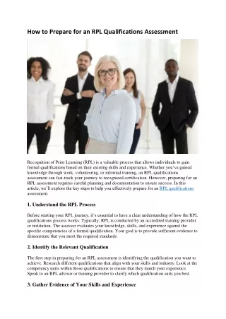 How to Prepare for an RPL Qualifications Assessment
