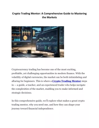 Crypto Trading Mentor: A Comprehensive Guide to Mastering the Markets