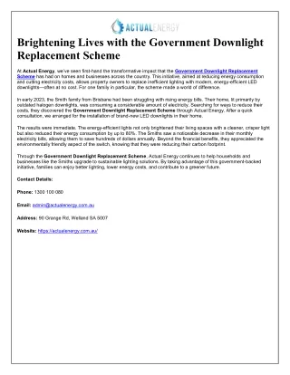 Brightening Lives with the Government Downlight Replacement Scheme