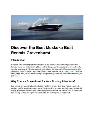 Discover the Best Muskoka Boat Rentals Gravenhurst
