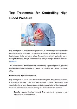 Top Treatments for Controlling High Blood Pressure