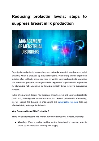 Reducing prolactin levels_ steps to suppress breast milk production