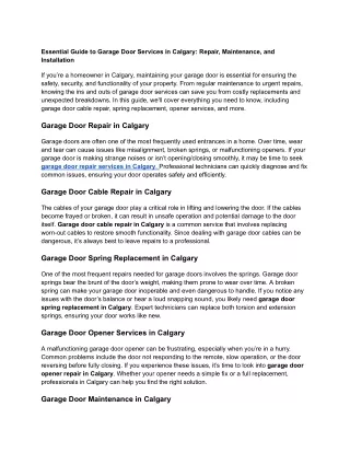 Essential Guide to Garage Door Services in Calgary_ Repair, Maintenance, and Installation